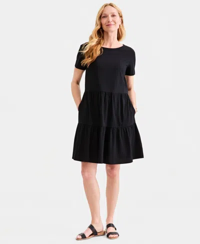 Style & Co Women's Knit Tiered Dress, Macy's Exclusive In Multi