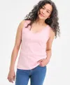 Style & Co Women's Lace-trim Cotton Tank Top, Created For Macy's