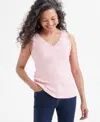 Style & Co Women's Lace-trim Cotton Tank Top, Created For Macy's In Peachy Pink