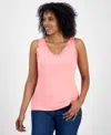 Style & Co Women's Lace-trim Cotton Tank Top, Exclusively At Macy's
