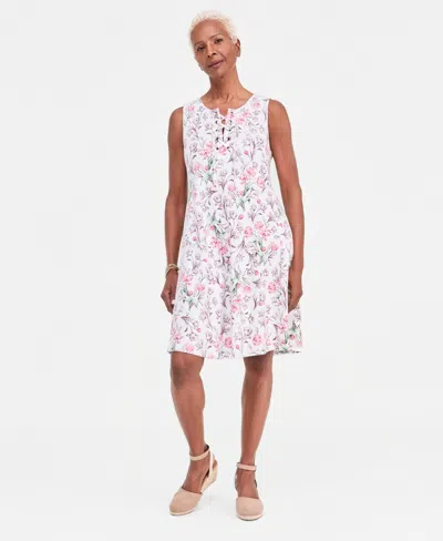 Style & Co Women's Lace-up Sleeveless Dress, Macy's Exclusive In Pink