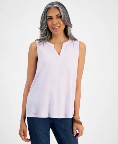 Style & Co Women's Linen-cotton Sleeveless Top, Created For Macy's In Lavender Fog