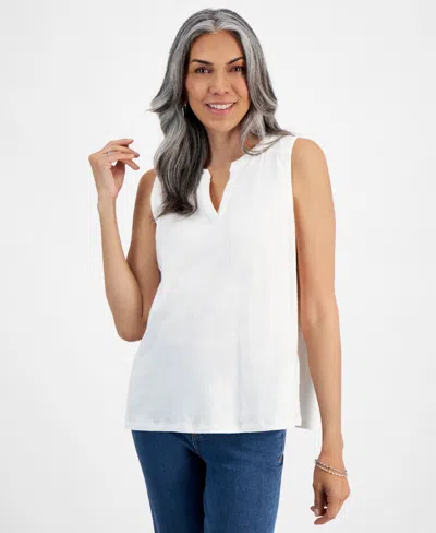 Style & Co Women's Linen-cotton Sleeveless Top, Created For Macy's In Natural