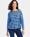 Style & Co Women's Long Sleeve Button-trim Striped Knit Top, Macy's Exclusive