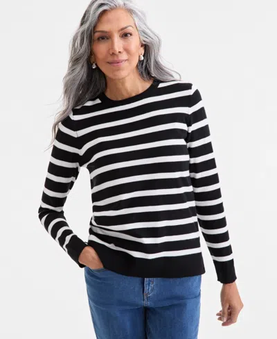 Style & Co Plus Size Legacy Stripe Long-sleeve Sweater, Macy's Exclusive In Blue