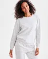 Style & Co Women's Long-sleeve Crewneck Sweatshirt, Created For Macy's In Gray