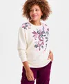 Style & Co Women's Long-sleeve Crewneck Sweatshirt, Created For Macy's In White