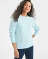 Style & Co Women's Long-sleeve Crewneck Sweatshirt, Created For Macy's In Blue