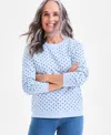 Style & Co Women's Long-sleeve Crewneck Sweatshirt, Created For Macy's In Blue