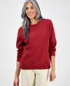 Style & Co Women's Long-sleeve Crewneck Sweatshirt, Created For Macy's In Burgundy