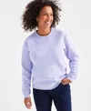 Style & Co Petite Crewneck Long-sleeve Fleece Sweatshirt, Created For Macy's In Moonlit Iris