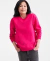 Style & Co Women's Long-sleeve Crewneck Sweatshirt, Created For Macy's In Pink