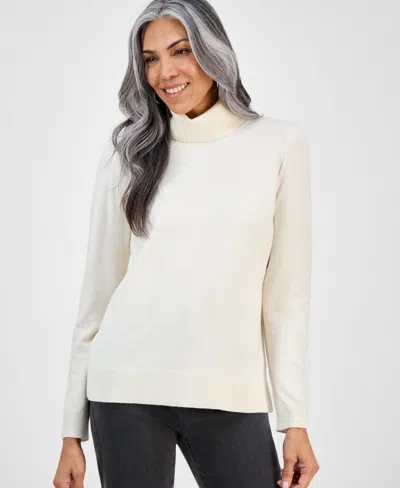 Style & Co Women's Long-sleeve Turtleneck Sweater, Created For Macy's In Neutral