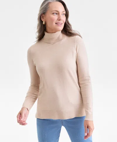 Style & Co Women's Long-sleeve Turtleneck Sweater, Created For Macy's In Pink