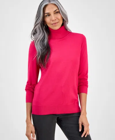 Style & Co Women's Long-sleeve Turtleneck Sweater, Created For Macy's In Pink