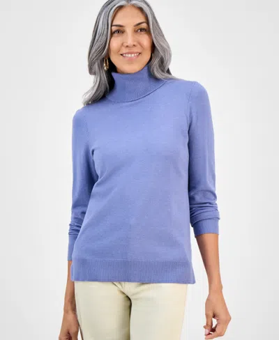 Style & Co Women's Long-sleeve Turtleneck Sweater, Created For Macy's In Purple