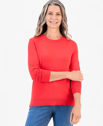 Style & Co Women's Long-sleeve Crewneck Sweater, Created For Macy's In Lollipop