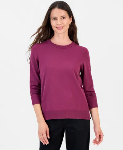 Style & Co Women's Long-sleeve Crewneck Sweater, Created For Macy's In New Brickberry