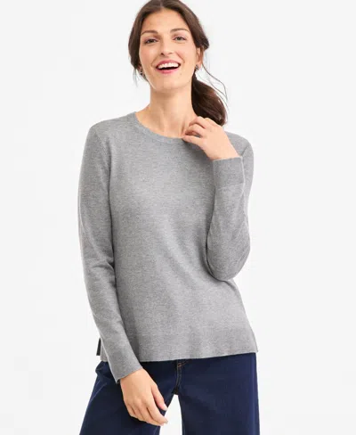 Style & Co Women's Long-sleeve Crewneck Sweater, Created For Macy's In Gray