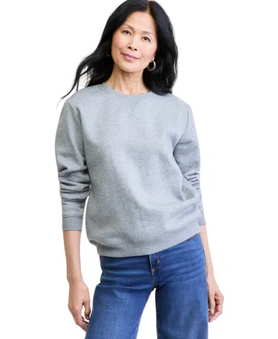 Style & Co Women's Long-sleeve Crewneck Sweatshirt, Created For Macy's In Stormy Heather