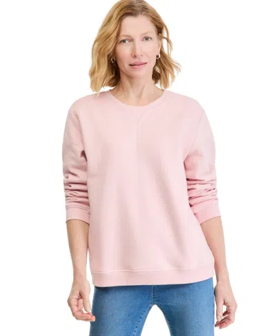Style & Co Women's Long-sleeve Crewneck Sweatshirt, Created For Macy's In Veiled Rose