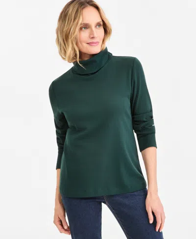 Style & Co Women's Long-sleeve Knit Turtleneck, Macy's Exclusive In Green