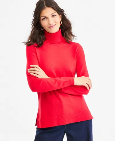 Style & Co Women's Long-sleeve Turtleneck Sweater, Created For Macy's In Blue