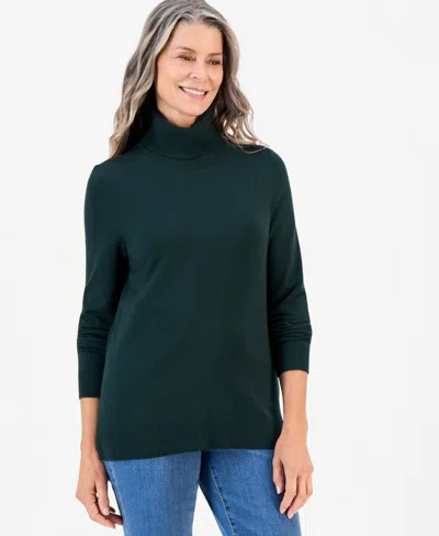 Style & Co Women's Long-sleeve Turtleneck Sweater, Created For Macy's In Green