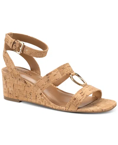 Style & Co Women's Lourizzaa Ankle-strap Wedge Sandals, Created For Macy's In Cork