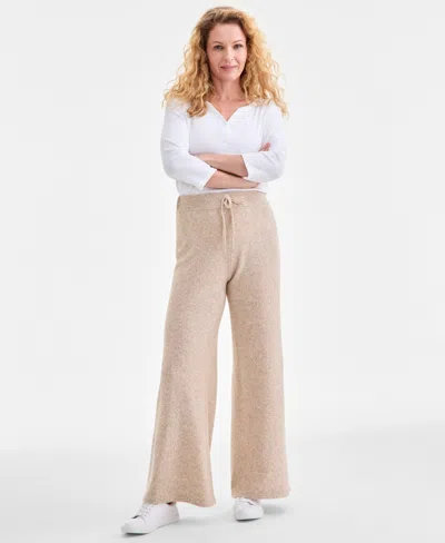 Style & Co Women's Lux Fleece Drawstring Pants, Macy's Exclusive In Neutral