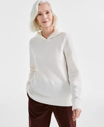 Style & Co Women's Luxe Soft Hooded Sweater, Created For Macy's In Eggnog