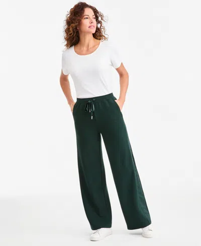 Style & Co Women's Luxfleece Knit Drawstring-waist Pants, Macy's Exclusive In Nocturnal Green