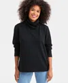 Style & Co Women's Luxsoft Fleece Cowl-neck Sweatshirt, Macy's Exclusive In Black