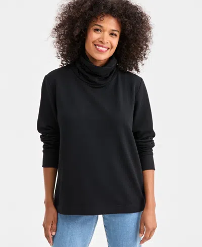 Style & Co Women's Luxsoft Fleece Cowl-neck Sweatshirt, Macy's Exclusive In Black