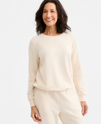 Style & Co Women's Luxsoft Fleece Crewneck Sweatshirt, Macy's Exclusive In Oatmeal Heather