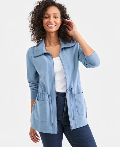 Style & Co Women's Luxsoft Fleece Knit Anorak Jacket, Macy's Exclusive In Blue
