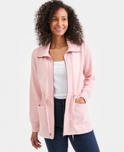 Style & Co Women's Luxsoft Fleece Knit Anorak Jacket, Macy's Exclusive In Pink