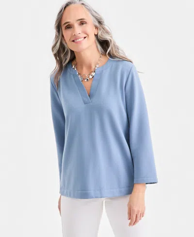 Style & Co Women's Luxsoft Fleece Sweatshirt, Macy's Exclusive In Blue