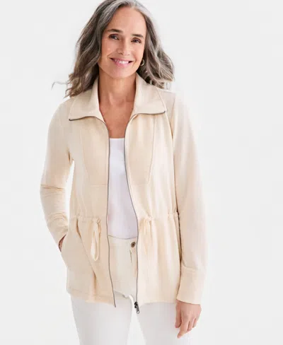 Style & Co Women's Luxsoft French Terry Zip Jacket, Macy's Exclusive In Brown