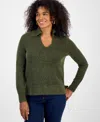 Style & Co Women's Luxsoft Johnny-collar Sweater, Macy's Exclusive In Green