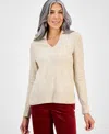 Style & Co Women's Luxsoft Johnny-collar Sweater, Macy's Exclusive In Neutral