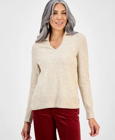 Style & Co Women's Luxsoft Johnny-collar Sweater, Macy's Exclusive In Neutral