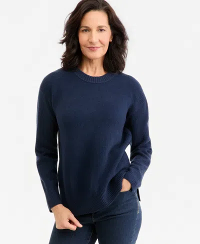 Style & Co Women's Luxsoft Long-sleeve Crewneck Sweater, Macy's Exclusive In Blue