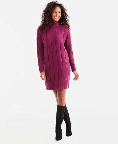 Style & Co Women's Luxsoft Long-sleeve Turtleneck Sweater Dress, Macy's Exclusive In Purple