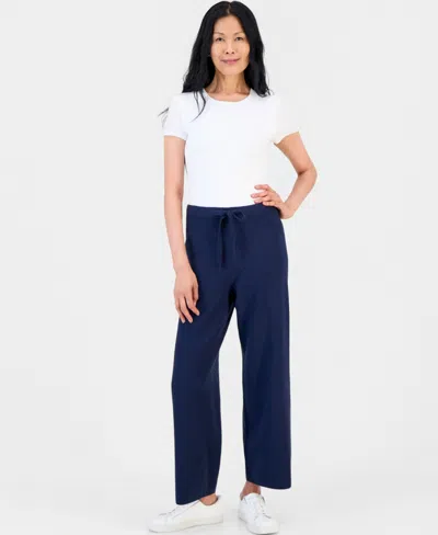 Style & Co Women's Luxsoft Novelty Stitch Wide-leg Sweater Pants, Macy's Exclusive In Blue