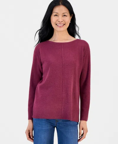 Style & Co Women's Luxsoft Seamfront Boatneck Tunic Sweater, Macy's Exclusive In Burgundy
