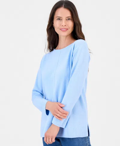 Style & Co Women's Luxsoft Seamfront Boatneck Tunic Sweater, Macy's Exclusive In Blue