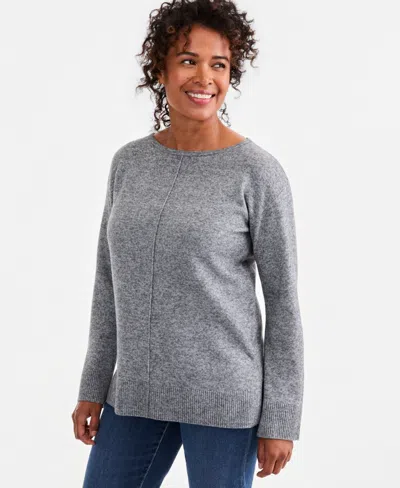 Style & Co Women's Luxsoft Seamfront Boatneck Tunic Sweater, Macy's Exclusive In Gray
