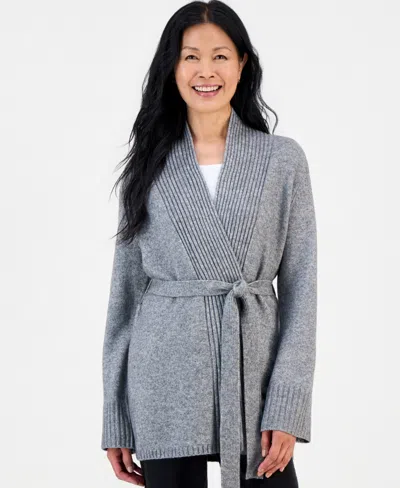 Style & Co Women's Luxsoft Wrap Front Cardigan, Macy's Exclusive In Stormy Grey