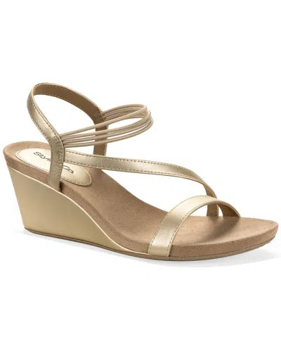 Style & Co Women's Madysonn Elastic Strappy Wedge Sandals, Macy's Exclusive In Gold